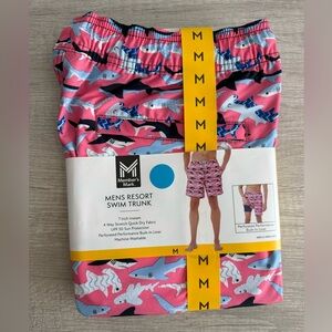 Member's Mark Men's Shark Pink & Blue Resort Swim Trunk Size Medium